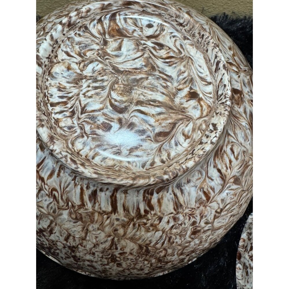Vintage Boonton Thumb Print Confetti Brown Melamine Bowls Set Of 2 - Picture 5 of 8